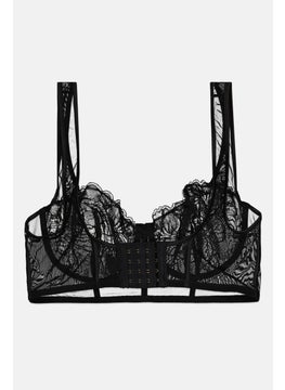women'secret Women Non Padded Underwired Lace Bra, Black  - Image 2