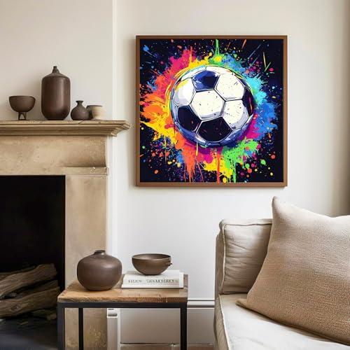 Mandun Paint by Numbers Kit for Kids with Frame, Soccer Paint by Numbers Ages 4-8-12, Craft Kts for Kids for Wall Art Decor Gifts 7.8x7.8 inch (with Frame Easel) - Image 3
