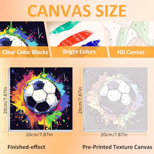 Mandun Paint by Numbers Kit for Kids with Frame, Soccer Paint by Numbers Ages 4-8-12, Craft Kts for Kids for Wall Art Decor Gifts 7.8x7.8 inch (with Frame Easel) - Image 2
