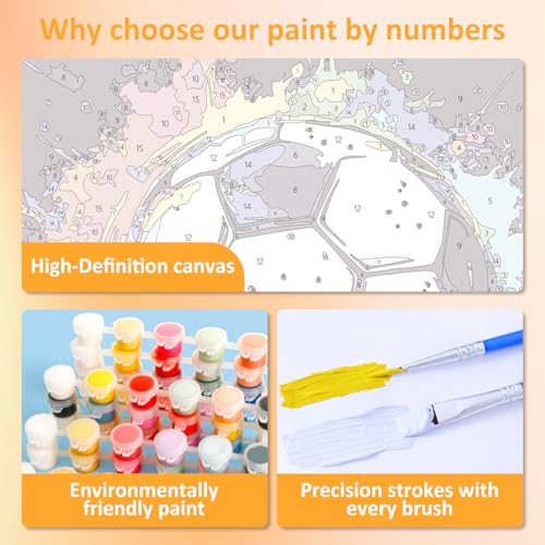 Mandun Paint by Numbers Kit for Kids with Frame, Soccer Paint by Numbers Ages 4-8-12, Craft Kts for Kids for Wall Art Decor Gifts 7.8x7.8 inch (with Frame Easel) - Image 5
