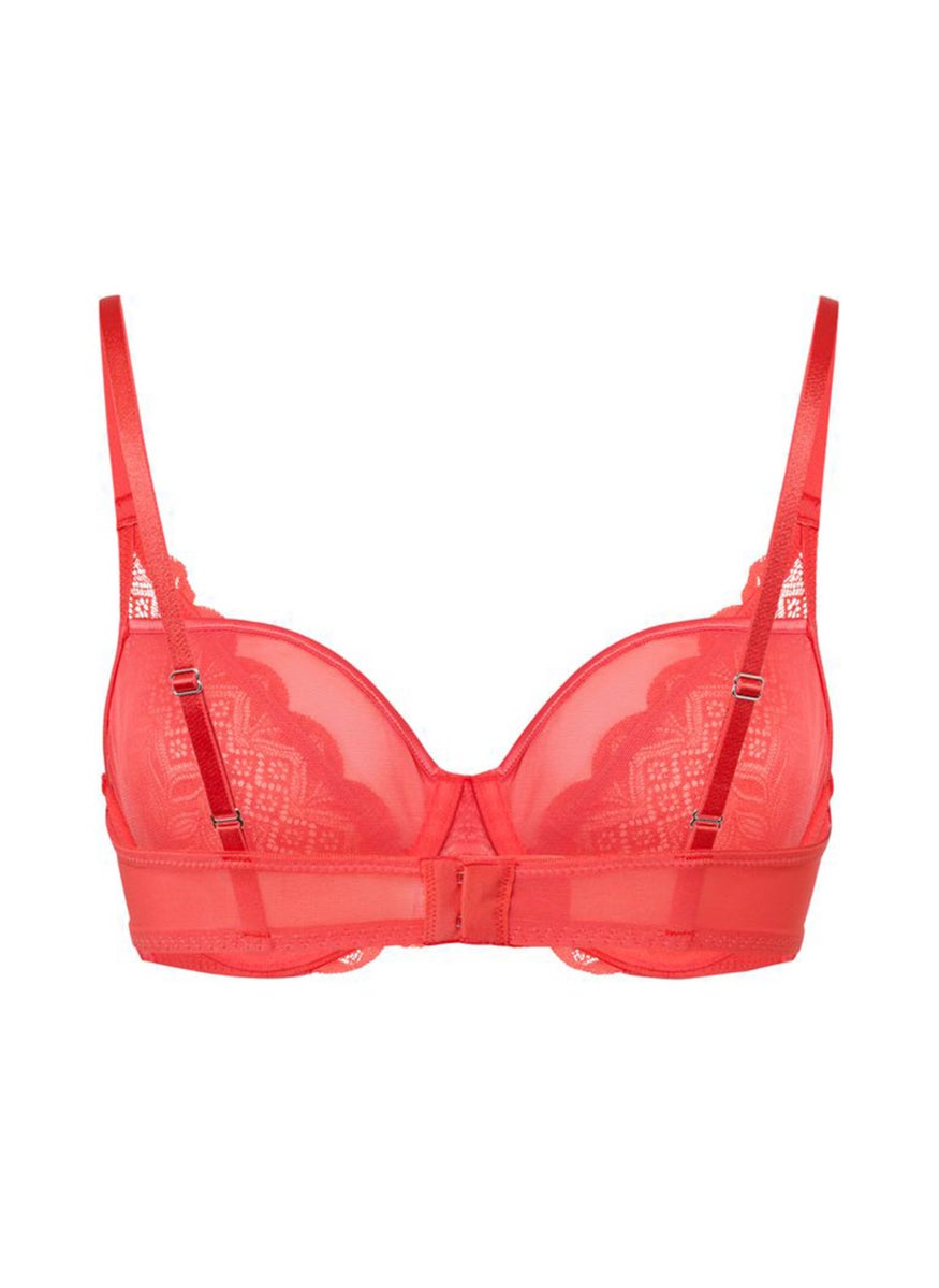 Tchibo Women Non Padded Underwired Lace Bra, Red  - Image 3