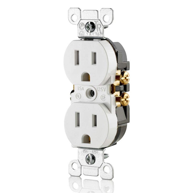 Leviton مقبس مزدوج مقاوم للتلاعب من ليفيتون T5320-WMP 15 أمبير 125 فولت (10 عبوات)، أبيض - Image 2