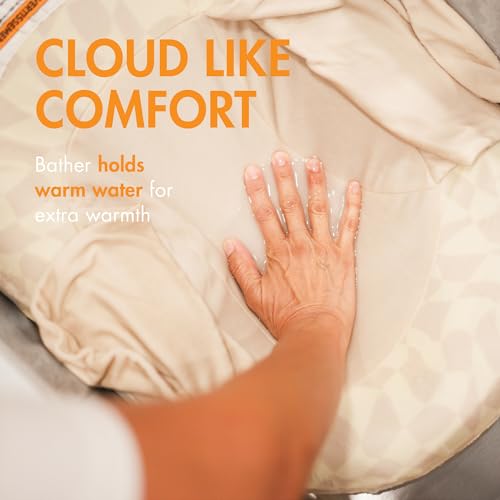 Boon Puff+ Inflatable Baby Bather - Portable Infant Bathtub Baby Bath Seat Includes Microfleece Cover, Swaddle Wings, and Storage Bag - Baby Tubs for Newborns - Portable Tub for Infants - Checker - Image 3