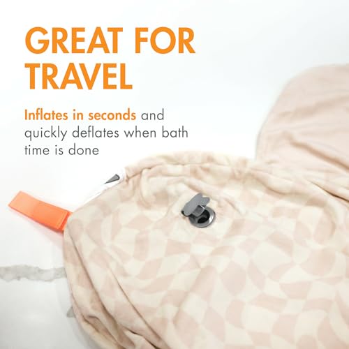 Boon Puff+ Inflatable Baby Bather - Portable Infant Bathtub Baby Bath Seat Includes Microfleece Cover, Swaddle Wings, and Storage Bag - Baby Tubs for Newborns - Portable Tub for Infants - Checker - Image 5