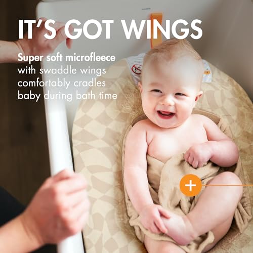 Boon Puff+ Inflatable Baby Bather - Portable Infant Bathtub Baby Bath Seat Includes Microfleece Cover, Swaddle Wings, and Storage Bag - Baby Tubs for Newborns - Portable Tub for Infants - Checker - Image 4