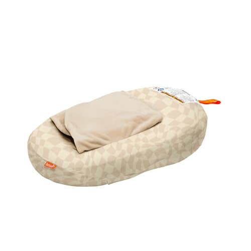 Boon Puff+ Inflatable Baby Bather - Portable Infant Bathtub Baby Bath Seat Includes Microfleece Cover, Swaddle Wings, and Storage Bag - Baby Tubs for Newborns - Portable Tub for Infants - Checker - Image 1