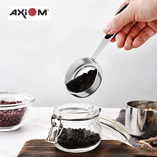AXIOM Stainless Steel Measuring Set of 6 pcs. 4 Stackable Measuring Cups and 2 Stackable Measuring Spoons with Measurement Engraving Handle for Baking & Cooking - Image 5