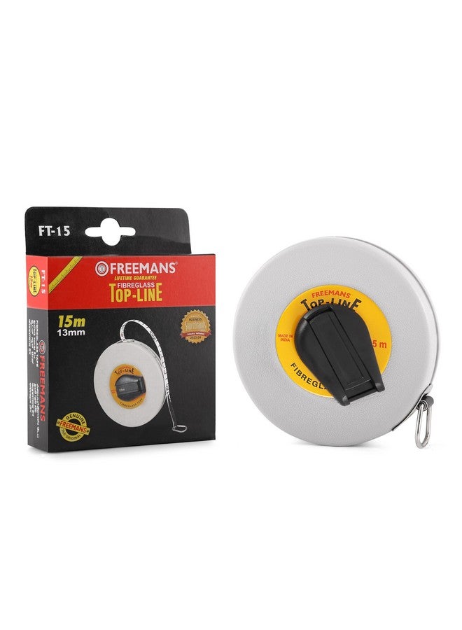 FREEMANS FREEMANS FT15 Fiberglass Top Line Measuring Tape - 15m/50ft || Case Reinforced with Stainless Steel Band || Durable Winding Mechanism Handle and Stainless Steel Mouth with End Hook  - Image 2