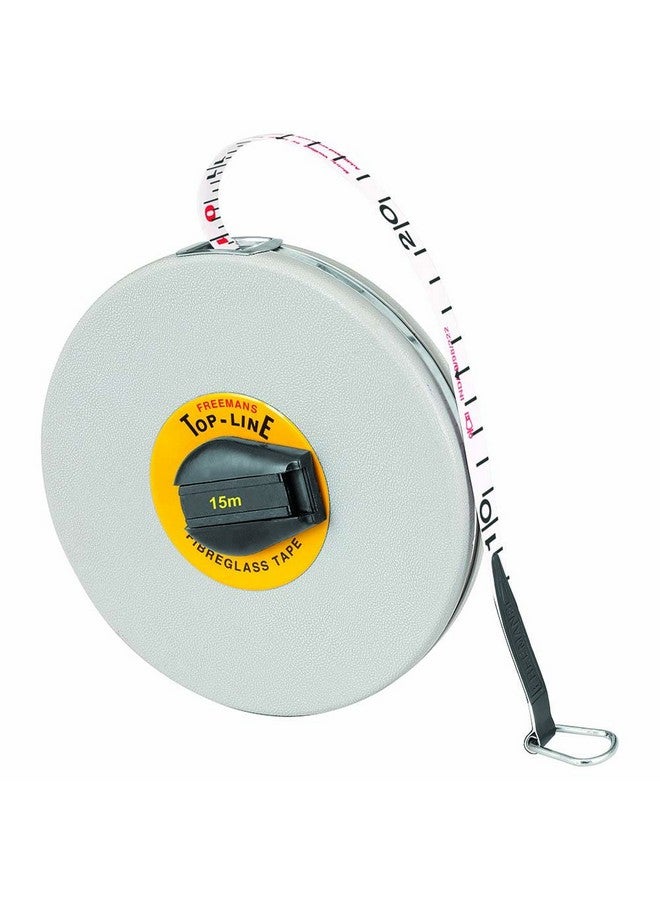 FREEMANS FREEMANS FT15 Fiberglass Top Line Measuring Tape - 15m/50ft || Case Reinforced with Stainless Steel Band || Durable Winding Mechanism Handle and Stainless Steel Mouth with End Hook  - Image 1