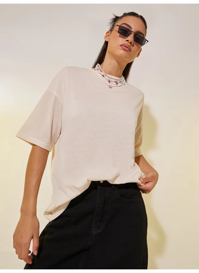 تايك تو Take Two Graphic Print Round Neck T-Shirt
