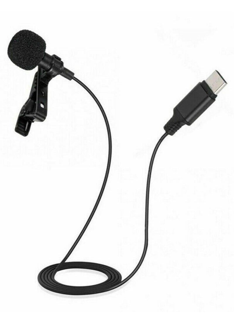 ميكروفون لافاليير USB C لتسجيل الفيديو نوع C/3.5 مم ميكروفون مثبت على الملابس للتوصيل والتشغيل لهواتف أندرويد والكمبيوتر المحمول - Image 1
