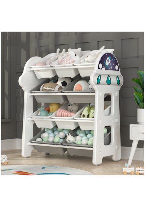 Kids Toy Storage Rack, Removable Kids Toy Storage Organizer with 10 Plastic Bins, Toy Rack with Bins for Children’s Room