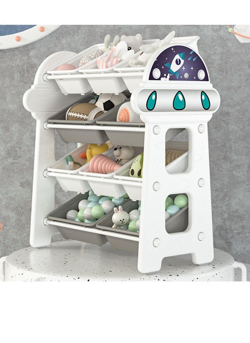 Kids Toy Storage Rack, Removable Kids Toy Storage Organizer with 10 Plastic Bins, Toy Rack with Bins for Children’s Room