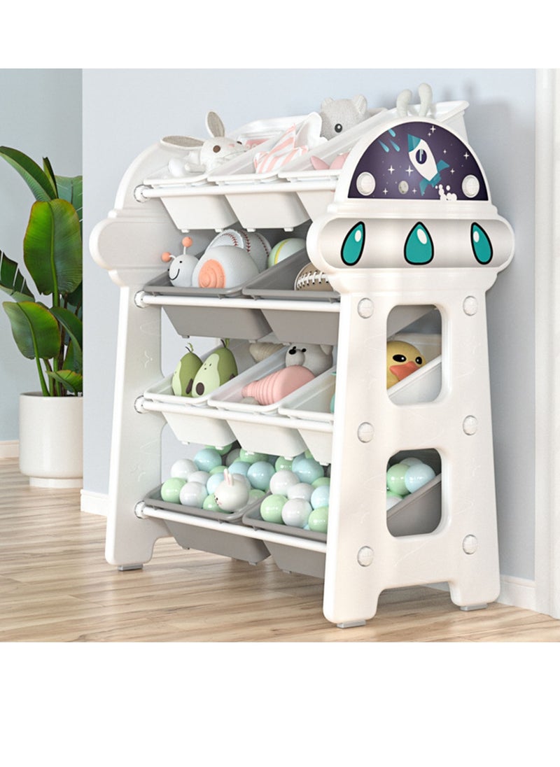 Kids Toy Storage Rack, Removable Kids Toy Storage Organizer with 10 Plastic Bins, Toy Rack with Bins for Children’s Room