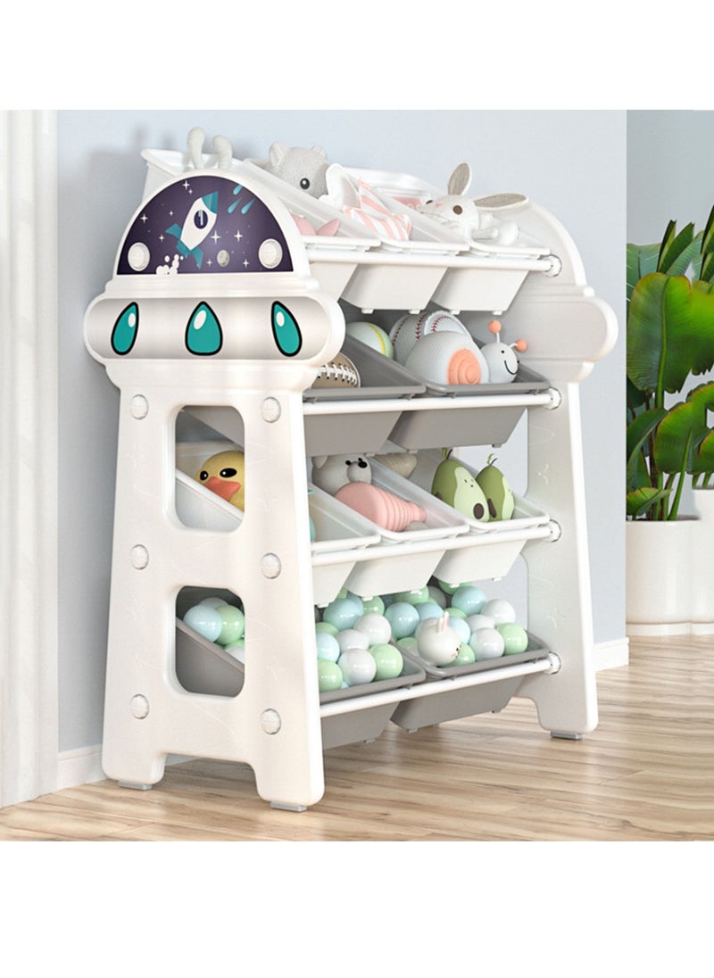 Kids Toy Storage Rack, Removable Kids Toy Storage Organizer with 10 Plastic Bins, Toy Rack with Bins for Children’s Room