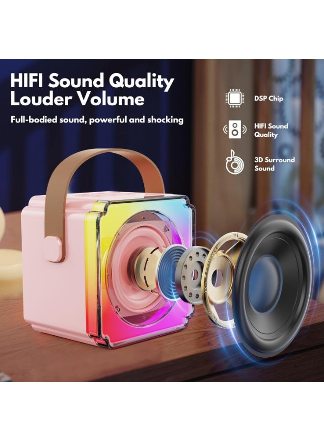 ROCK LIGHT S116 Wireless Karaoke Speaker Set, RGB Ambient Light, DSP Chip, HIFI Sound Quality, 3D Surround (Pink) - Image 5