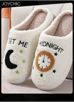 Meet Me at Midnight Bedroom Slippers for Women Men Couple Plush Fuzzy Cozy House Slippers Autumn and Winter Warm Indoor Outdoor Lightweight Soft Slides