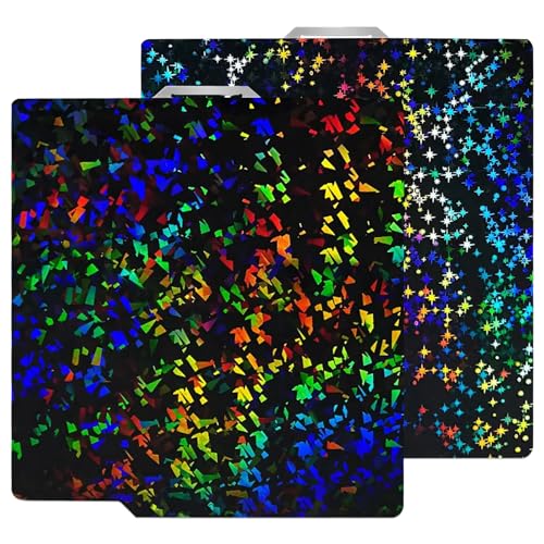 HIKUDIY 257x257mm PEF+PEY Build Plate for Bambu Lab X2D/P2S/A1/X1C/X1/X1E/P1P/P1S, Rainbow Confetti PEF+Galaxy PEY Spring Steel Plate Print Bed for Bambu Labs 3D Printer - Image 1