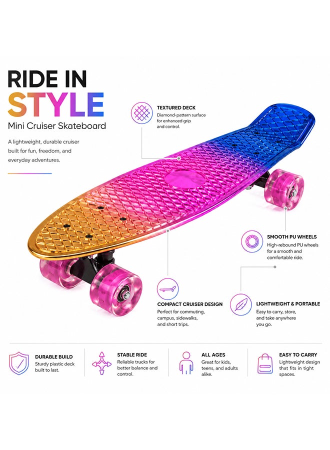 DEXO 22” Mini Cruiser Skateboard – Retro Plastic Penny Board with ABEC-7 Bearings, 59mm Urethane Wheels & T-Tool - Image 3