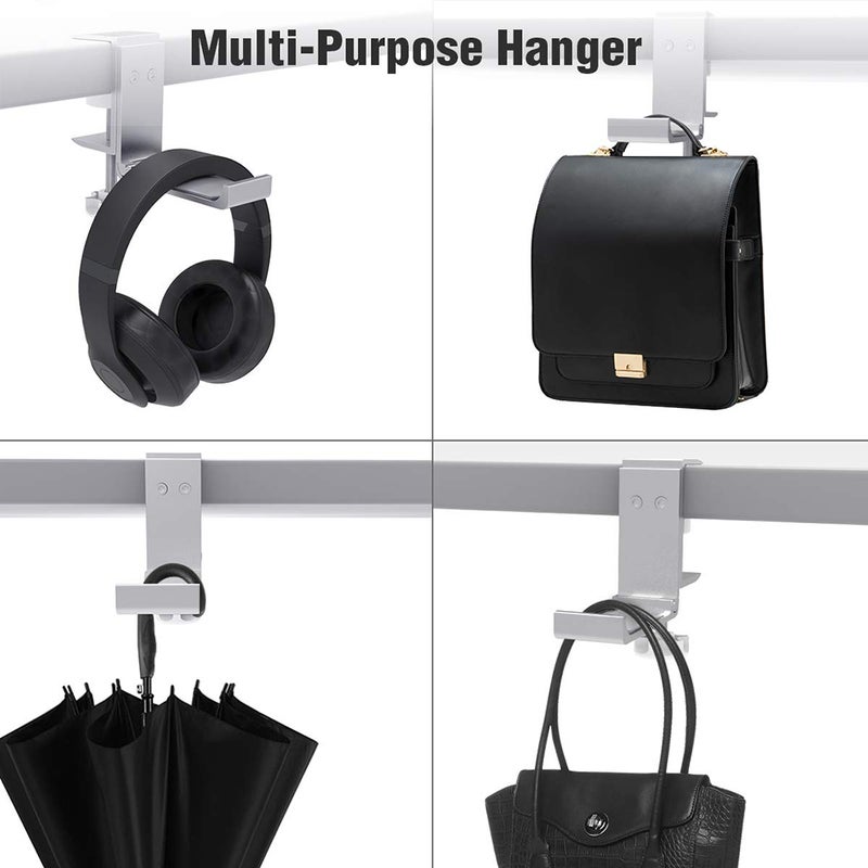 Universal Headset Hanger Headphone Hook Holder Desk Mount Stand Aluminum Alloy with Foldable Clamp Supports Horizontal Vertical Installation - Image 3