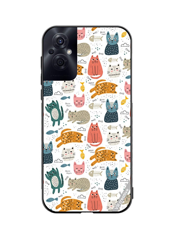 VR CREATIVE Protective Case Cover For Oppo Reno8 Z Chilling Cat Pattern Design Multicolour - Image 1