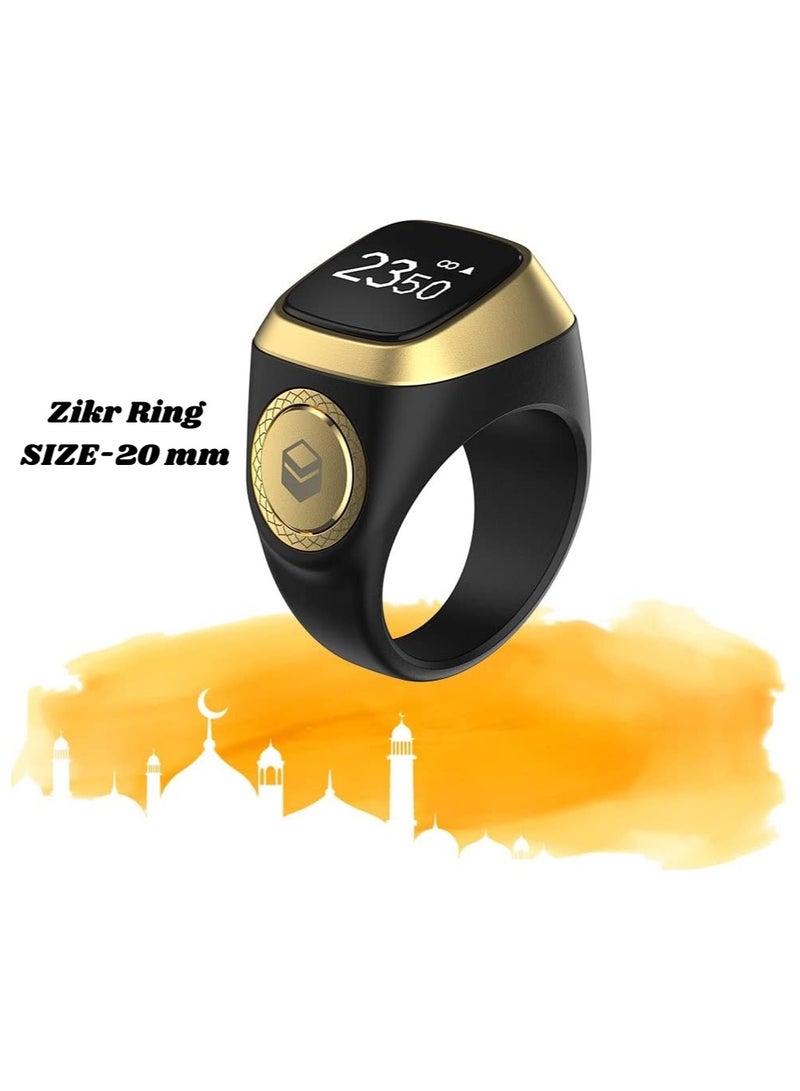 iQIBLA Smart Tasbih Zikr Ring, Muslim Prayer, Prayer Timing Reminder, Oled Display, Tasbih Counter, Smart Ring, Wearable Technology, Waterproof Space Grey 20Mm, Zikr1 Plus USB Cable - Image 1