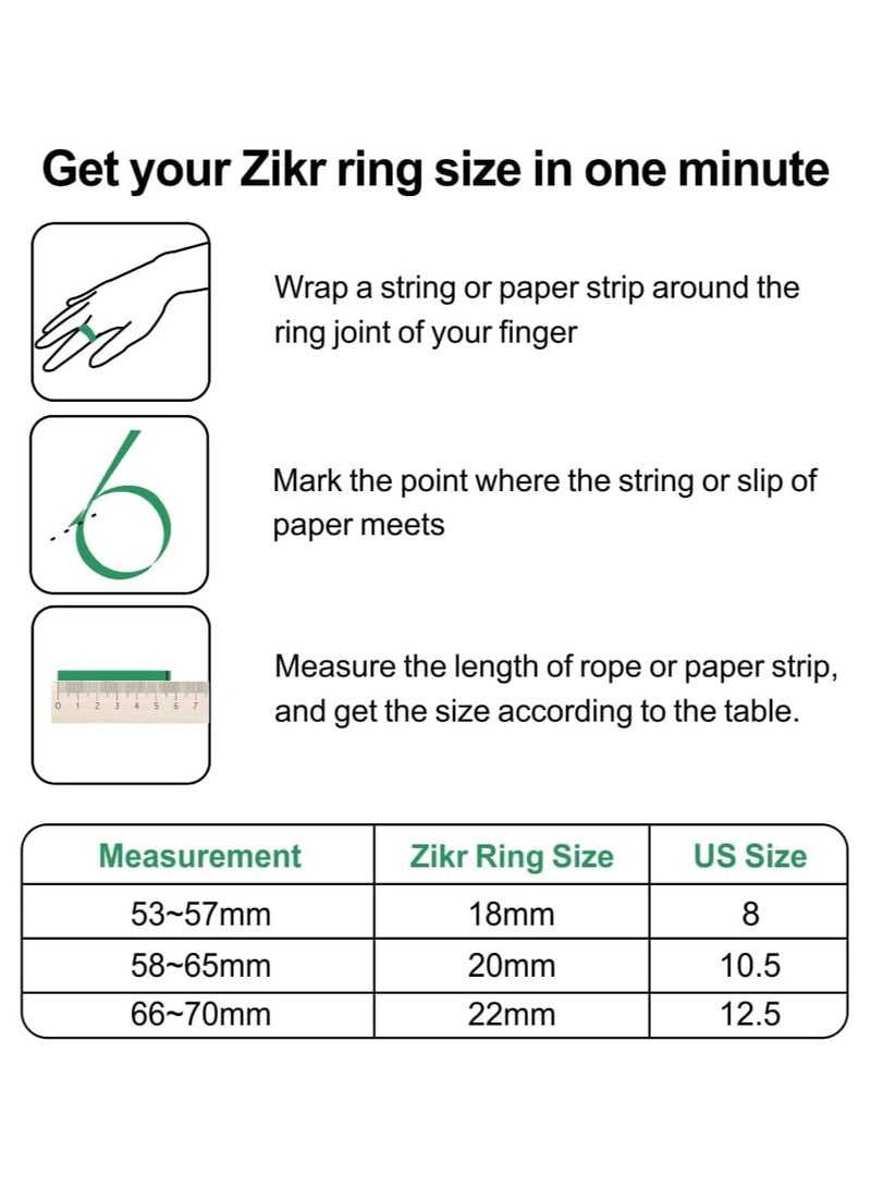 iQIBLA Smart Tasbih Zikr Ring, Muslim Prayer, Prayer Timing Reminder, Oled Display, Tasbih Counter, Smart Ring, Wearable Technology, Waterproof Space Grey 20Mm, Zikr1 Plus USB Cable - Image 3