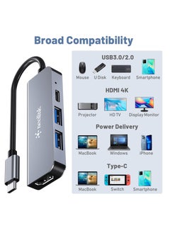 نيو لينك NEOLINK USB C Hub with 100W PD Charging, Type C to HDMI 4K30Hz Adapter, 2 USB A Data Ports, 1 USB C Port, Multiport Adapter Hub for MacBook Pro/Air, iPad/Air, iPhone 15 & 16 /Pro Max, HP, Dell , Mac HDMI Adapter, iMac, XPS, Chromebook, iPad Pro, Galaxy S21/S20/S10/S9/S8, Switch Dock and more  - Image 1