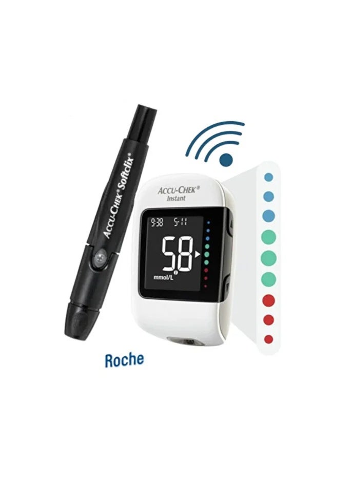 ACCU-CHEK Instant Wireless blood glucose meter and lancing device set + 100 test strips box - Image 3