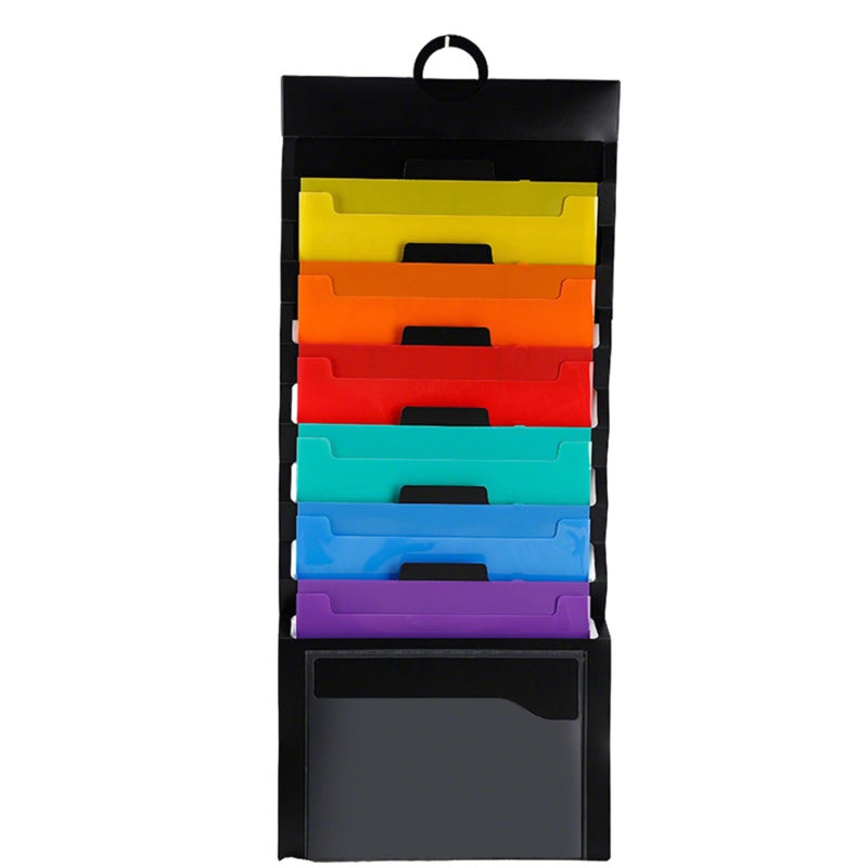 Hanging Wall File Organizer: 6 Pockets Large Storage PP Material - Waterproof Deform-Resistant Wall Organizer for Home Office Desk Document Storage - Image 1