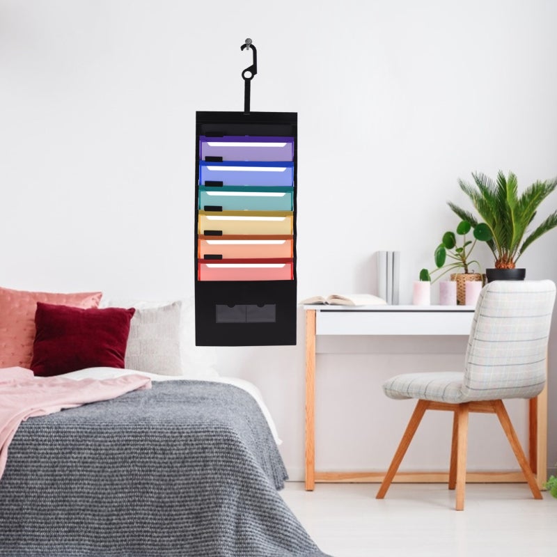 Hanging Wall File Organizer: 6 Pockets Large Storage PP Material - Waterproof Deform-Resistant Wall Organizer for Home Office Desk Document Storage - Image 5