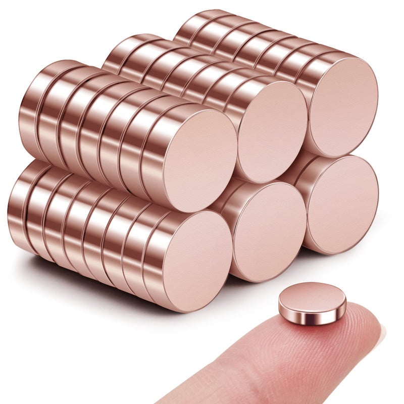 SMARTAKE 45 Pcs Refrigerator Magnets, 10x2.6mm Small Round Fridge Magnets, Multi-Use Premium Neodymium Office Magnets for Fridge, Whiteboard, Billboard in Home, Kitchen, Office and School (Rose Gold) - Image 1