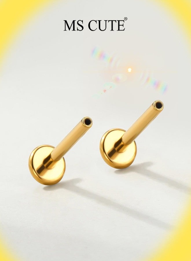 MS CUTE 20G/18G/16G Threadless G23 Titanium Silver Gold Replacement Post Bar Flat Back Stud Earrings for Nose Helix Cartilage Tragus Conch Lobe Labret Medusa Piercing Jewelry for Women Men, 18g 5mm - Image 3