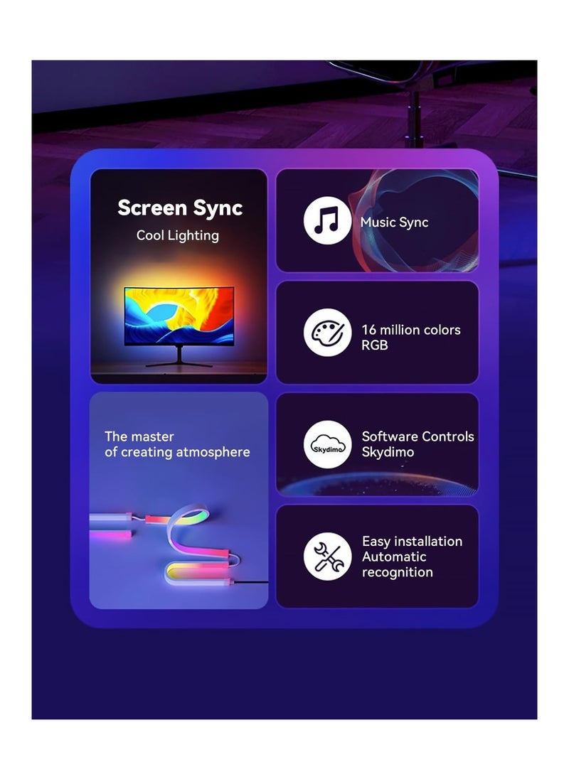 Monitor Led Backlights, Led Strip Lights That Sync with Screen Color or Music, Rgbic Computer Light Bar Behind Monitor, Leds for Desk Gaming, Usb Interface, Software Control, Supports Pc or Mac(24 In)