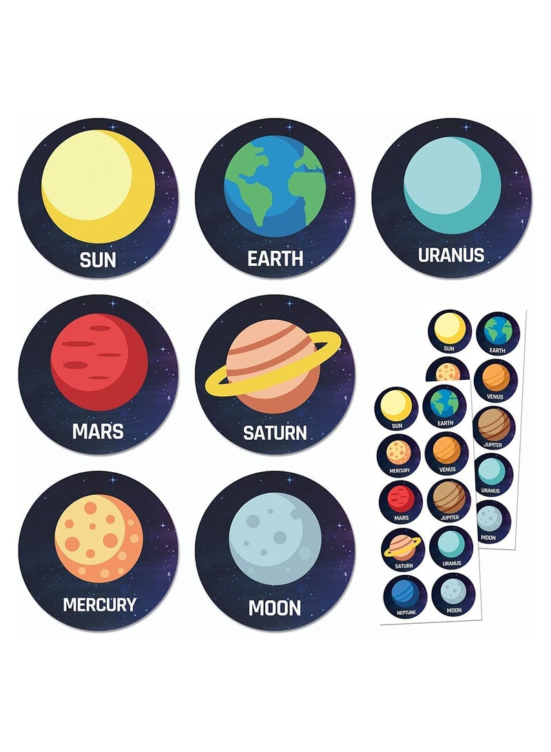 UP TO DATE Round sticker printed with a solar system design for children, size 4 cm, 200 pieces, - Image 1