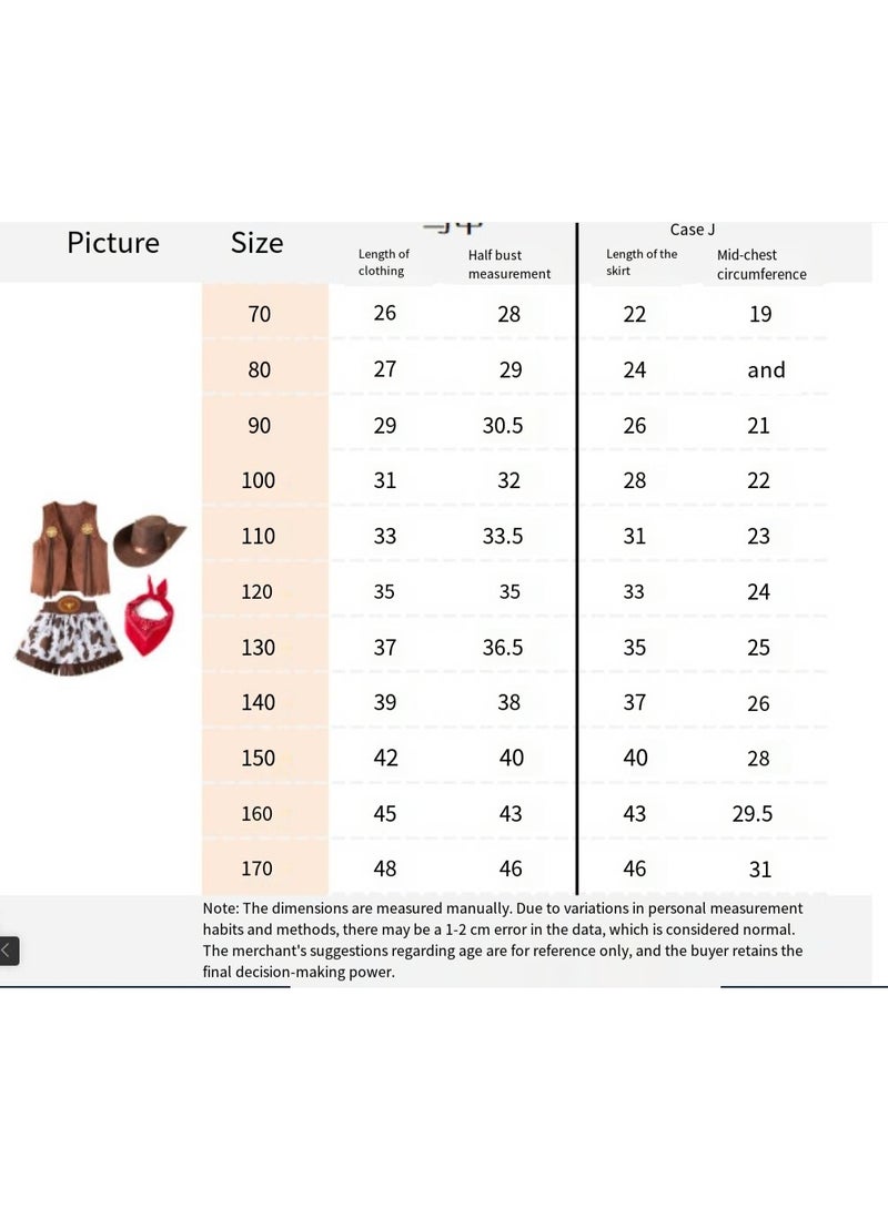 general 5 Pcs Cowboy Costume for Girls Dress Up Set, Birthday Cosplay Halloween Costume Party Costume - Image 2