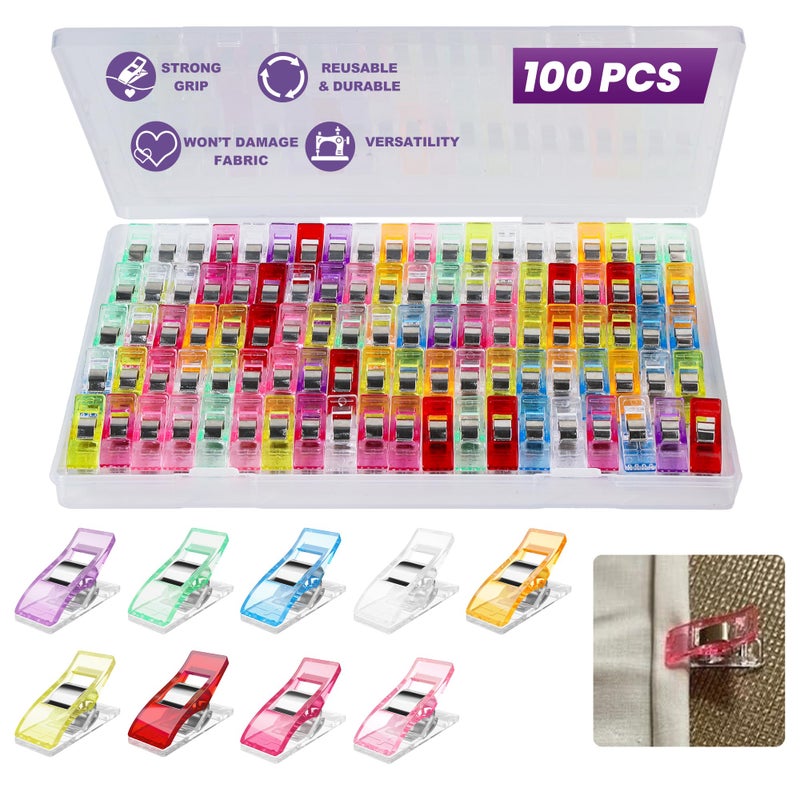 100pcs Sewing Clips Multipurpose Quilt Clip for Fabric MultiColored Plastic Sewing Quilting Supplies Craft for SmallScale Projects and Crafting Tools Accessories