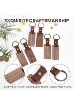 Excefore 25 Pieces Leather Wood Keychain Blank, Wooden Keychain Blanks with Leather Strap, Unfinished Wooden Keychains for Laser Engraving, DIY Various Key Tags, Wood Crafts Gift  - Image 4