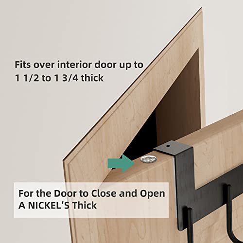 UDENIS Over The Door Towel Rack,Over The Door Hooks,Heavy Duty Aluminum Over The Door Hanger for Hanging Coat, Bag, Robe,Clothes,Towels,Hat - 5 Hooks, Brush Finish (Matte Black 1Pcs) - Image 3