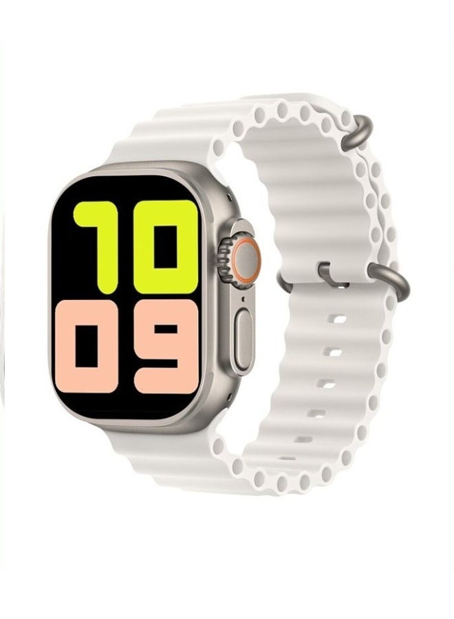 ارواق ساعة T10 الذكية فائقة الدقة بشاشة لمس كاملة عالية الدقة مقاس 2.09 بوصة، ومكالمات بلوتوث، وأوضاع رياضية متعددة، ومراقبة النوم ومعدل ضربات القلب، وبطارية 300 مللي أمبير في الساعة، ومقاومة للماء IP67 - متوافقة مع Android وiOS - أبيض - Image 1