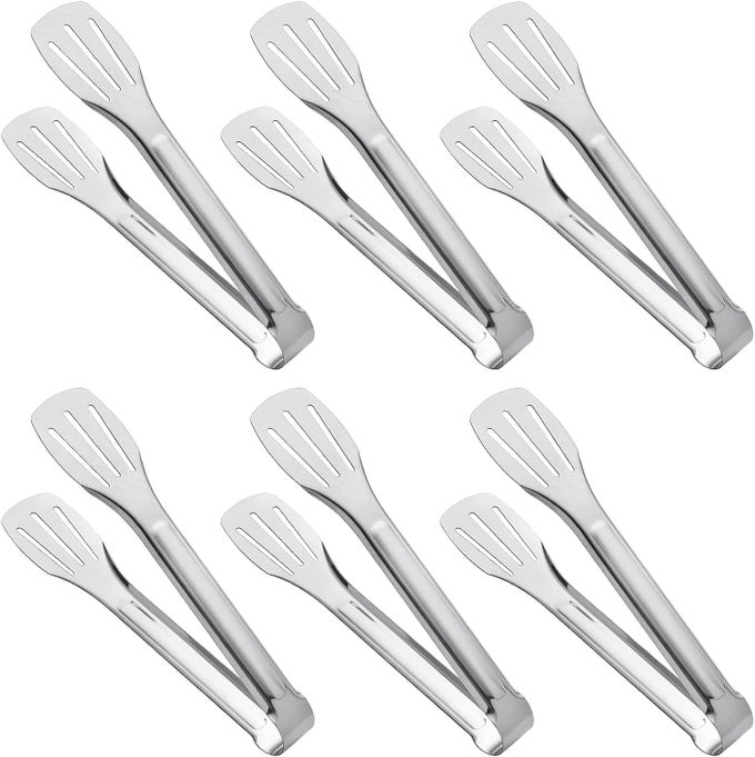 SERVING TONGS KITCHEN TONGSBUFFET TONGS STAINLESS STEEL FOOD TONG SERVING TONGSMALL TONGS 6 PACK 12 INCH