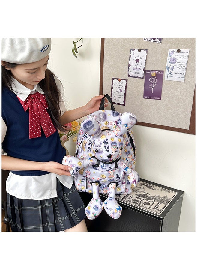 JCB CHIC حقيبة ظهر خفيفة الوزن ذات سعة كبيرة على شكل أرنب كرتوني لطيف، حقيبة مدرسية وحقيبة سفر  مع رسوم كرتونية ثلاثية الأبعاد، حقيبة كتف عملية للطالبات - Image 3