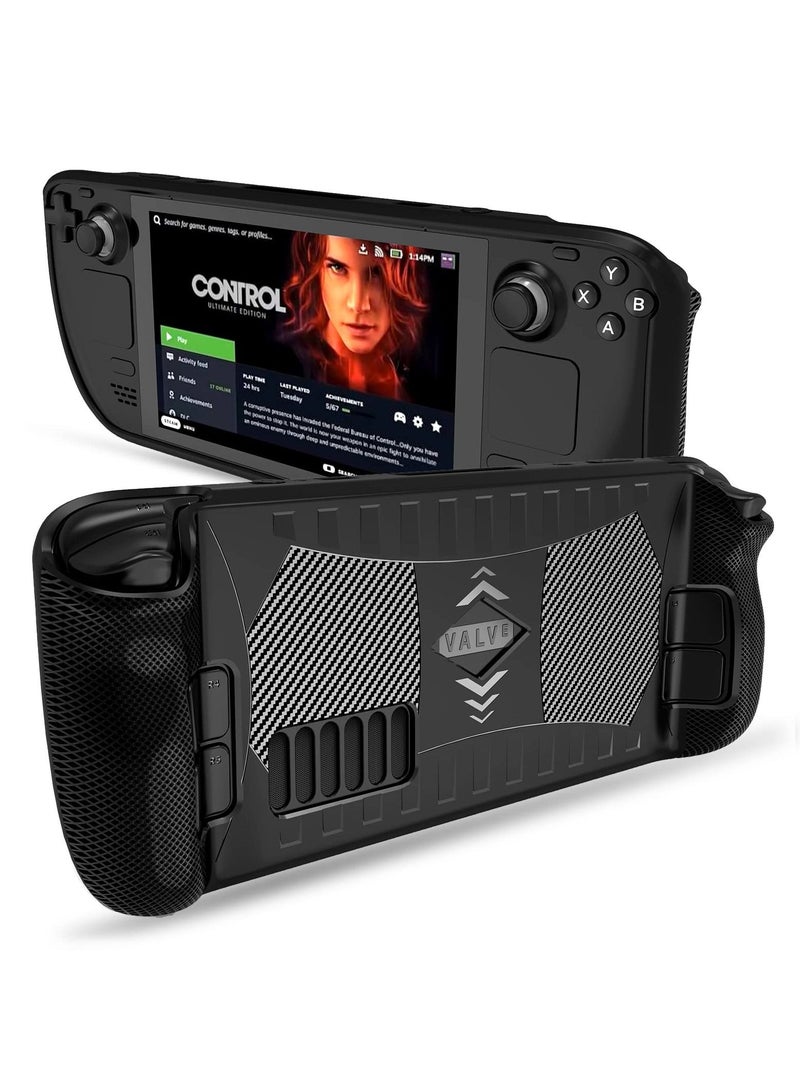 SYOSI Protective Case for Steam Deck, Protective Cover Case Compatible with Steam Deck, Shock-absorption, Non-slip and Anti-scratch Design Cover Protector, Handheld Protective Case (black)
