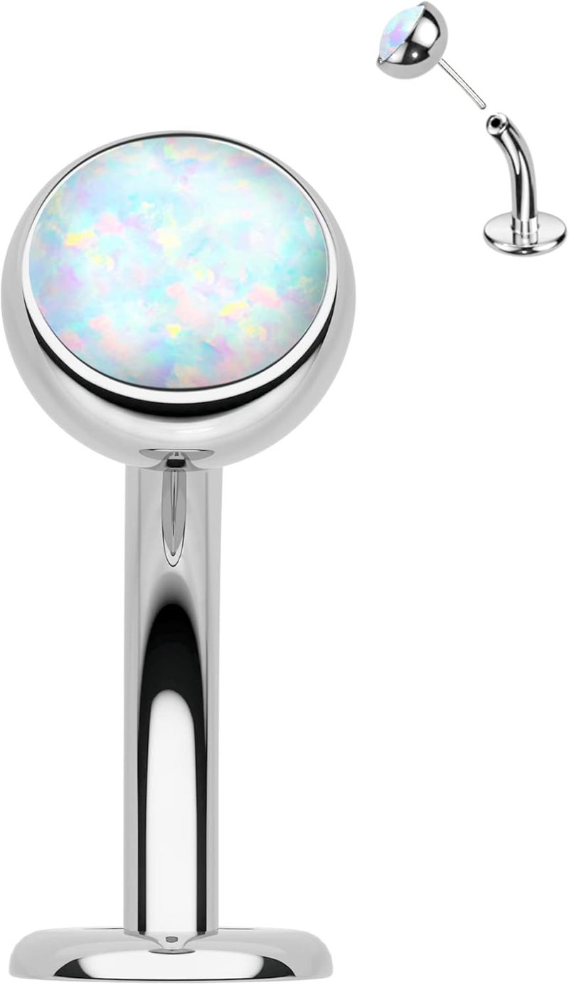COCHARM G23 Solid Titanium Belly Button Ring with Opal for Women - Image 1