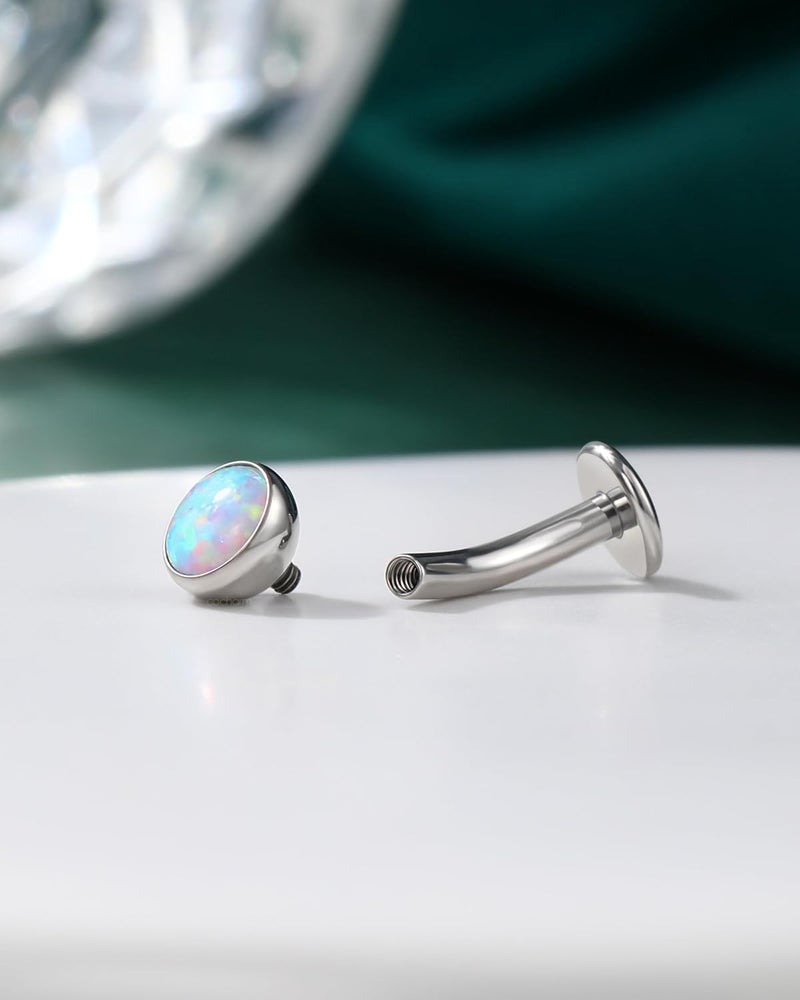 COCHARM G23 Solid Titanium Belly Button Ring with Opal for Women - Image 4
