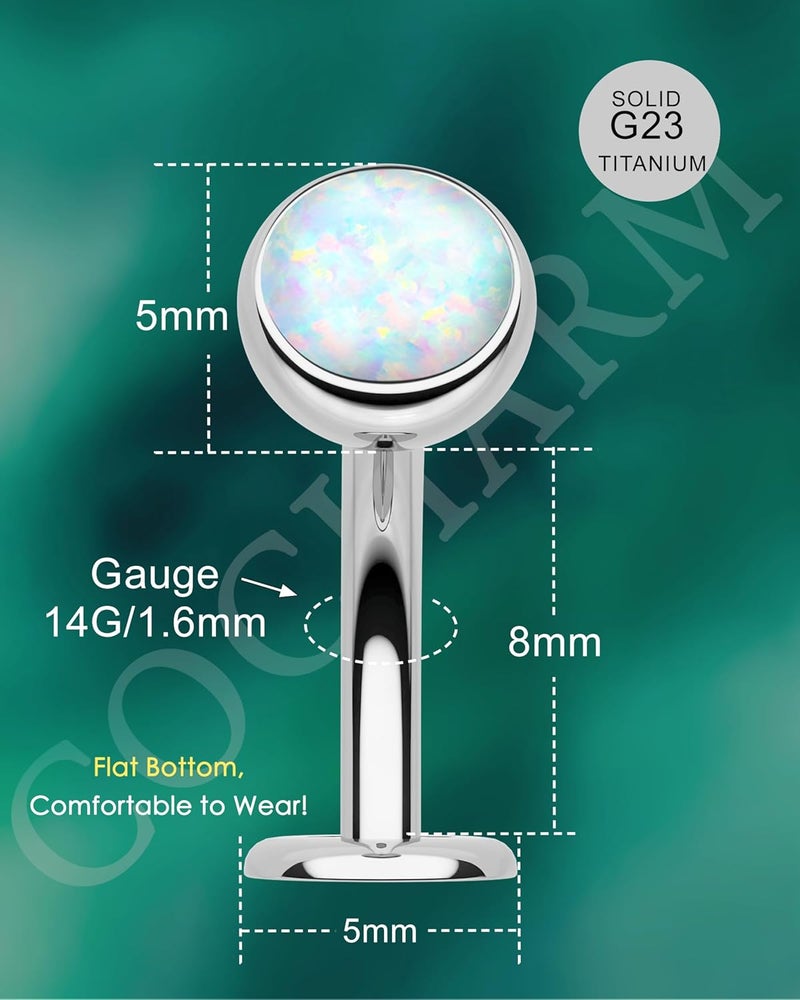 COCHARM G23 Solid Titanium Belly Button Ring with Opal for Women - Image 2