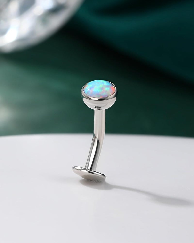COCHARM G23 Solid Titanium Belly Button Ring with Opal for Women - Image 3