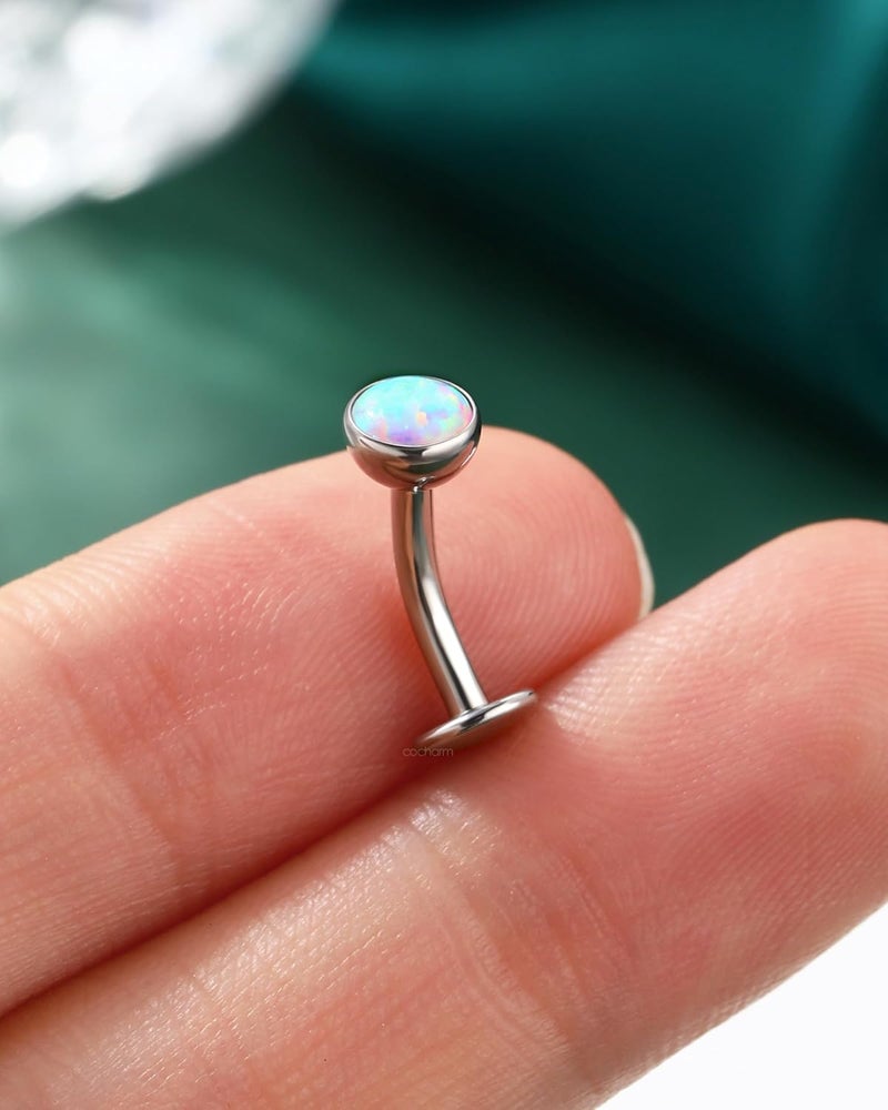COCHARM G23 Solid Titanium Belly Button Ring with Opal for Women - Image 5