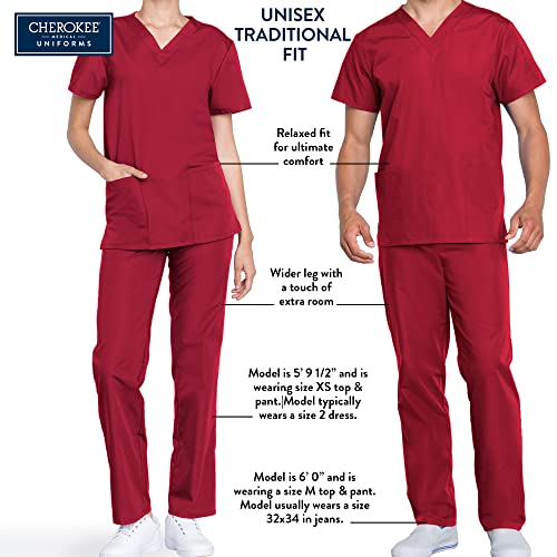 Cherokee Big and Tall Premium Core Stretch Unisex V-Neck Scrubs Shirt, Navy, XXXX-Large - Image 3
