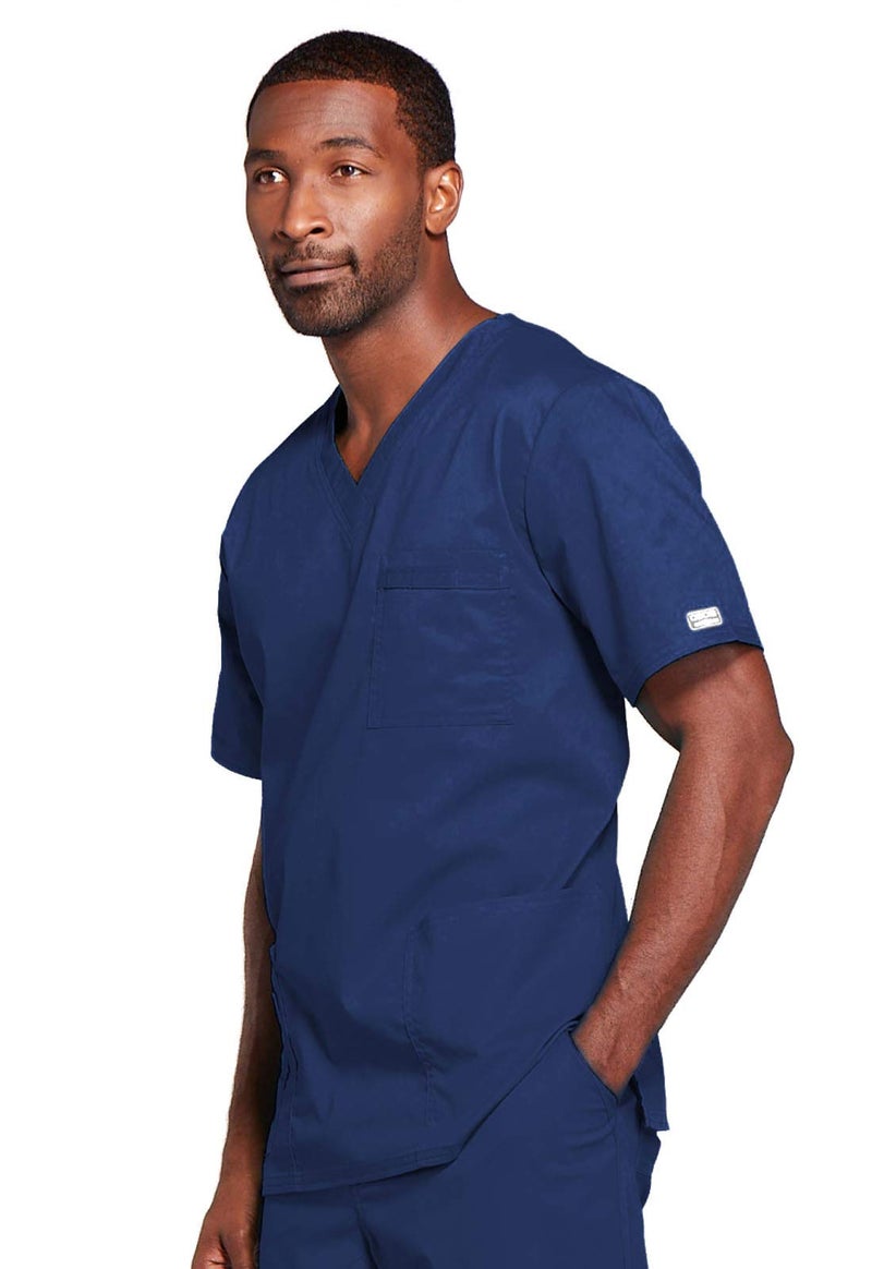 Cherokee Big and Tall Premium Core Stretch Unisex V-Neck Scrubs Shirt, Navy, XXXX-Large - Image 4